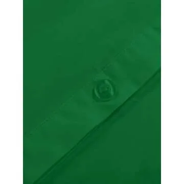 LYANER Women's Casual Shirts Dress Collar V Neck Button Down Loose Long Sleeve Mini Dresses Green X-Large