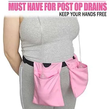 Mastectomy Drain Pouches with Shower Pockets, Quick Dry Stretchy for Post Surgery JP Drains Management, Breast Reconstruction/Explant/Tummy Tuck, Pink