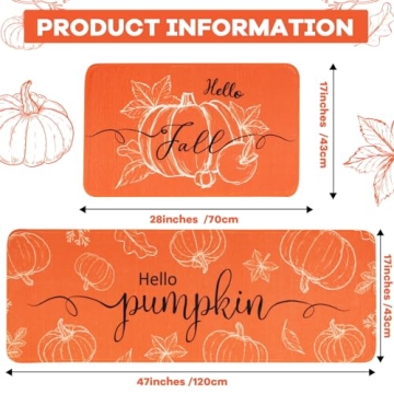 Hello Pumpkin Harvest Themed Kitchen Mats Set of 2