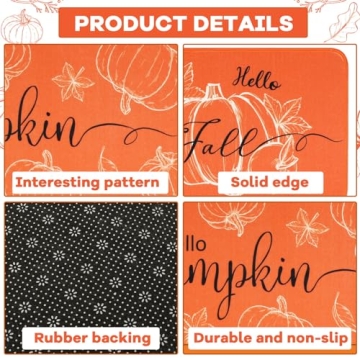 Hello Pumpkin Harvest Themed Kitchen Mats Set of 2