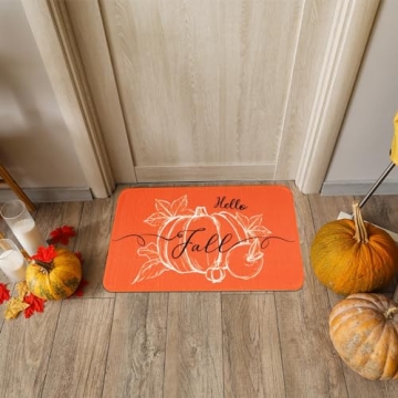 Hello Pumpkin Harvest Themed Kitchen Mats Set of 2