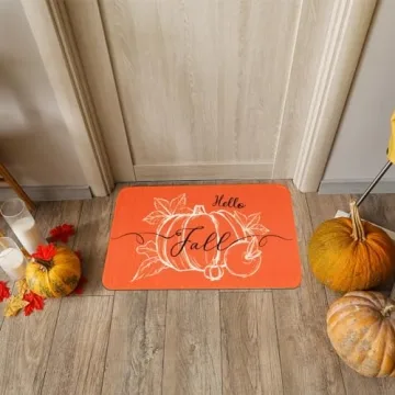 Hello Pumpkin Harvest Themed Kitchen Mats Set of 2