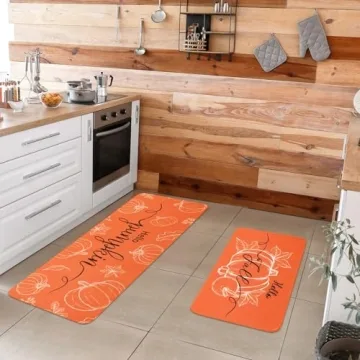 Hello Pumpkin Harvest Themed Kitchen Mats Set of 2