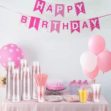 Qinyoung 100 Pack Pink Bow Plastic Cups with Paper Straws 12 oz Disposable Coquette Coffee Cups Pink Bowknot Drinking for Baby Shower Birthday Bachelorette Wedding Bridal Shower Party Supplies