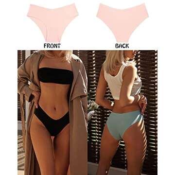 ROSYCORAL Women’s Seamless Underwear Soft Stretch Briefs Invisibles Hipster V Cut cheeky No Show B...