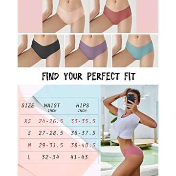 ROSYCORAL Women’s Seamless Underwear Soft Stretch Briefs Invisibles Hipster V Cut cheeky No Show Bikini Panties 5 pack XS-L (S)