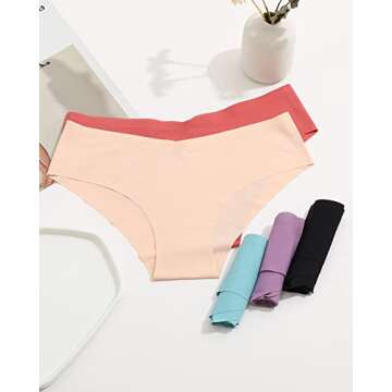 ROSYCORAL Women’s Seamless Underwear Soft Stretch Briefs Invisibles Hipster V Cut cheeky No Show Bikini Panties 5 pack XS-L (S)