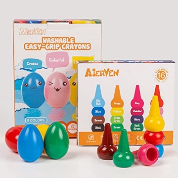 AIERVEN Jumbo Crayons - Washable & Non-Toxic for Toddlers