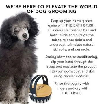 Pride and Groom Bath Brush – Dog Brush with Silicone Teeth & Bamboo Base to Release Debris & Undercoat, Stimulate Natural Skin Oils, Detangle, & Massage in and out of Tub for Healthy Coat