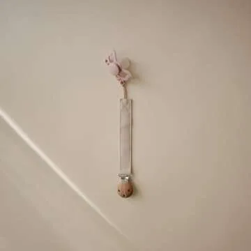 mushie Linen Baby Pacifier Clip Holder | Soft Fabric Strap, 2-Pack (Olive/Shifting Sand)