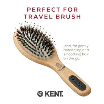 Kent PF02 Small Cushion Detangler Brush – Boar Bristle & Nylon Mix for Smoothing and Straightening Oval Wood Paddle for Medium to Long Hair