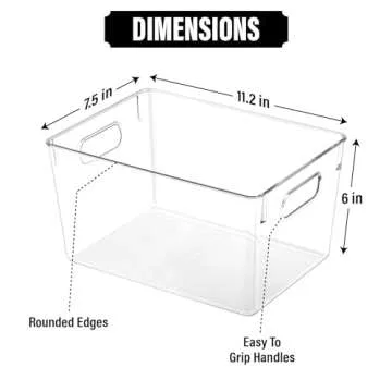 Clear Plastic Storage Bins with Labels, Home Laundry Room Freezer Refrigerator Pantry Organizers and Storage Containers Fridge Organizer Bathroom Organization Cabinet Medicine Bin for organizing