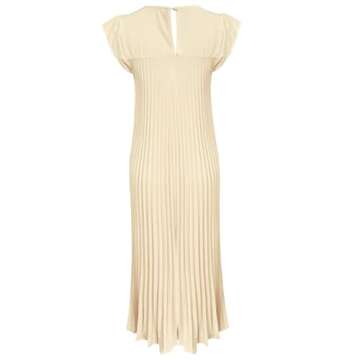 FWAY Womens Summer Cap Short Sleeve Maxi Dress 2025 Pleated Casual Loose Long Dresses with Pockets