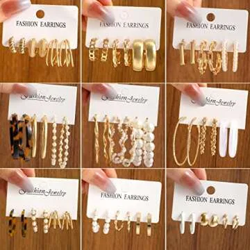 Versatile 30 Pairs Gold Earrings Set for Stylish Women