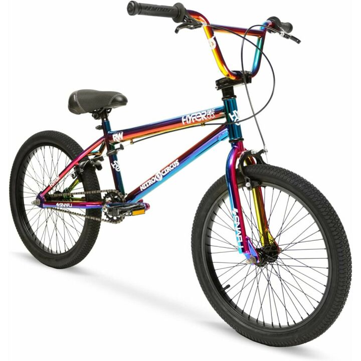 Hyper Nitro Circus RWilly BMX Bike 20 Inch for Kids or Adults, Single Speed, Front and Rear Sprockets, Steel BMX Frame. 360 Handlebar Rotation. Bike Park Ready BMX Bicycle. Jet Fuel Finish