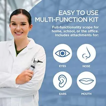 Zyrev Otoscope Oph Diagnostic Set - 36 Piece Medical and Nursing Student Otoscope/Opthalmoscope Diagnostic Kit - with Leather Case for Educational and Professional Settings (Regular)