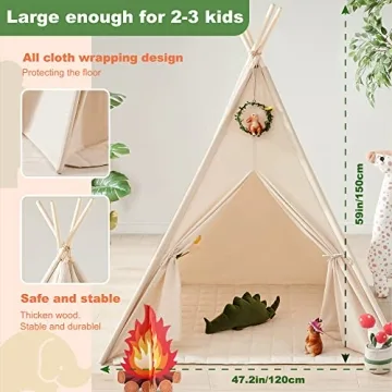 Kids Teepee Tent with Lights & Campfire Toy - Portable Play Tent