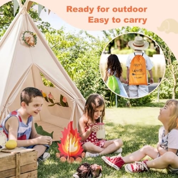 Kids Teepee Tent with Lights & Campfire Toy - Portable Play Tent
