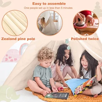 Kids Teepee Tent with Lights & Campfire Toy - Portable Play Tent