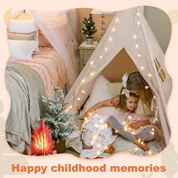 Kids Teepee Tent with Lights & Campfire Toy - Portable Play Tent