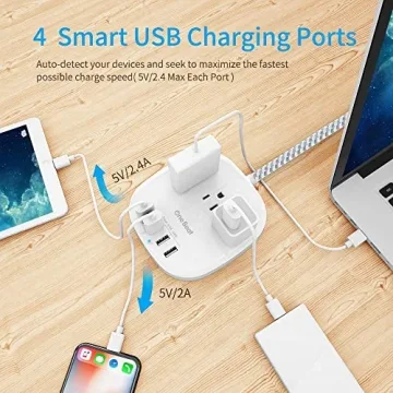 Multi-Functional Power Strip with USB Ports for Travel
