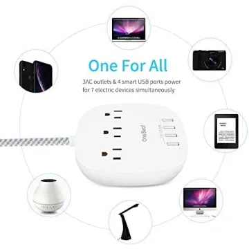 Multi-Functional Power Strip with USB Ports for Travel