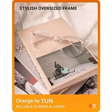 TIJN Blue Light Glasses for Women and Men, Oversized Frame, Anti Eyestrain Clear Computer Gaming Blue Blocker Glasses (Clear)