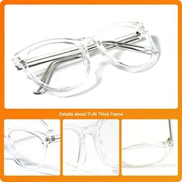 TIJN Blue Light Glasses for Women and Men, Oversized Frame, Anti Eyestrain Clear Computer Gaming Blue Blocker Glasses (Clear)