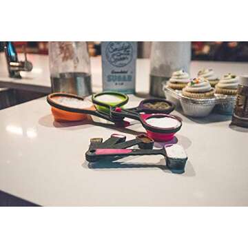 Collapsible Measuring Cups and Nesting Spoons - Adjustable Silicone for Cooking, used for Liquid and...