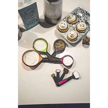 Collapsible Measuring Cups and Nesting Spoons - Adjustable Silicone for Cooking, used for Liquid and Dry Kitchen Items - Portable Portion Control, Dog Food, Kids, Travel, Camper, Space-Saving - 1 Set