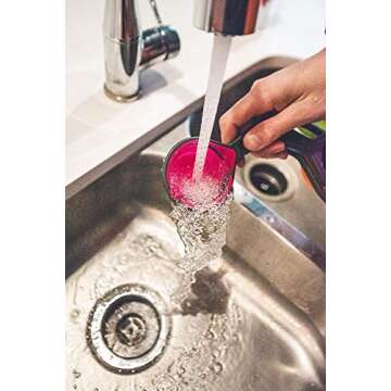 Collapsible Measuring Cups and Nesting Spoons - Adjustable Silicone for Cooking, used for Liquid and Dry Kitchen Items - Portable Portion Control, Dog Food, Kids, Travel, Camper, Space-Saving - 1 Set