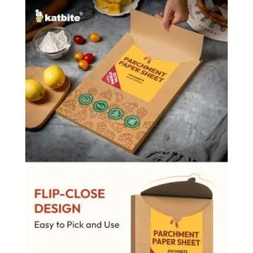 Katbite 200Pcs 9x13 inch Heavy Duty Unbleached Parchment Paper, Parchment Paper Sheets for Baking Cookies, Cooking, Frying, Air Fryer, Grilling Rack, Oven(9x13 Inch)