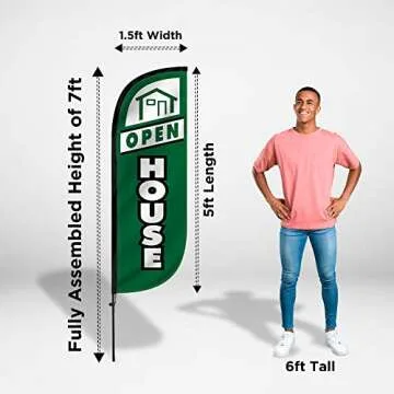 LookOurWay Feather Flag Set - 5ft Tall Open House Advertising