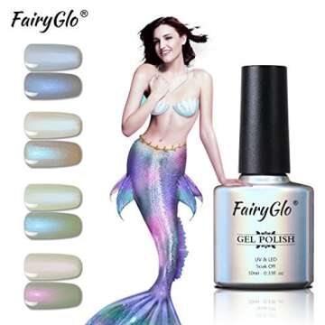 5PCS Pearl Gel Nail Polish Soak Off Manicure Salon Decor Nail Art Elegant Shell Shiny Need Cured with UV LED Nail Light Lamp Set FairyGlo 10ml 012
