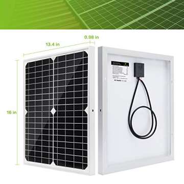 Topsolar 20W 12V Monocrystalline Solar Panel Kit with Controller for RV and Marine