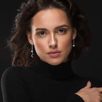 925 Sterling Silver Moon Star Earrings - Celestial Jewelry for Women