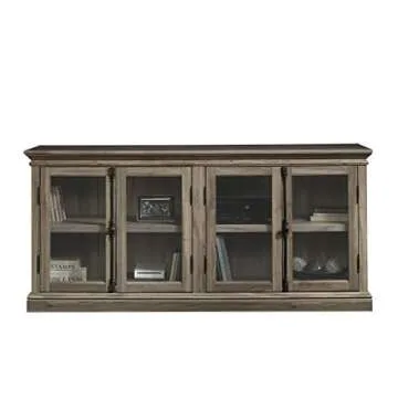 Sauder Barrister Lane Stand Console Credenza with Storage Glass Doors, 70", For TV's up to 80", Salt Oak