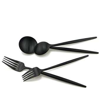 Gugrida 20-Piece Matte Black Flatware Set, 18/10 Stainless Steel, Includes Dinner Knife, Spoon, Fork...