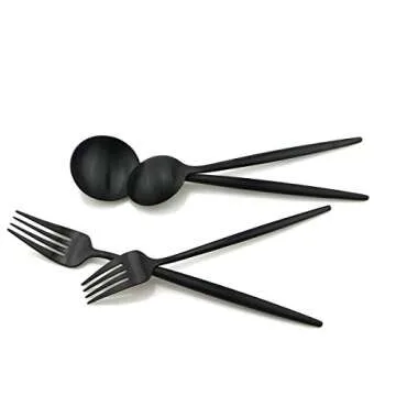 Gugrida 20-Piece Matte Black Flatware Set, 18/10 Stainless Steel, Includes Dinner Knife, Spoon, Fork...