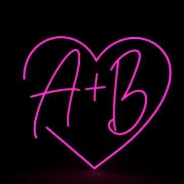 Custom Neon Signs - LED Wedding Custom Neon Name Initials Sign for Wall Decor, Personalized Neon Name Lights for Bedroom Home Decor Birthday Party Business Large Heart Neon Sign