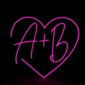 Custom Neon Signs - LED Wedding Custom Neon Name Initials Sign for Wall Decor, Personalized Neon Name Lights for Bedroom Home Decor Birthday Party Business Large Heart Neon Sign