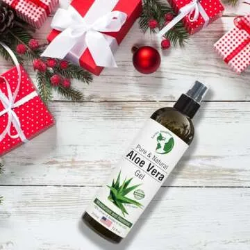 Earth's Daughter Organic Aloe Vera Gel from 100% Pure and Natural Cold Pressed Aloe – Moisturizes - Great for Face - Hair- Sunburn - Aftershave - Bug Bites - 12 oz.