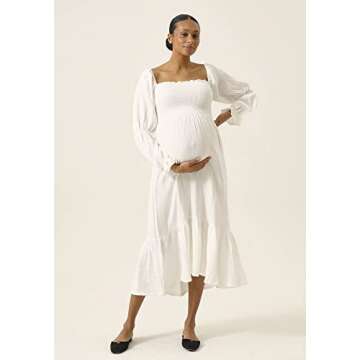 Nothing Fits But Women’s Classic Nursing Cotton Yuki Dress, Muslin Yuki Maternity Gown, Casual Mat...