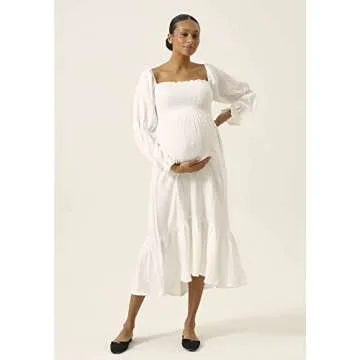 Nothing Fits But Women’s Classic Nursing Cotton Yuki Dress, Muslin Yuki Maternity Gown, Casual Mat...
