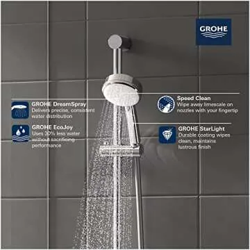 GROHE 2757120E Tempesta Cosmopolitan 2-Setting Handheld Shower Head, Rain Jet Settings, Starlight Chrome