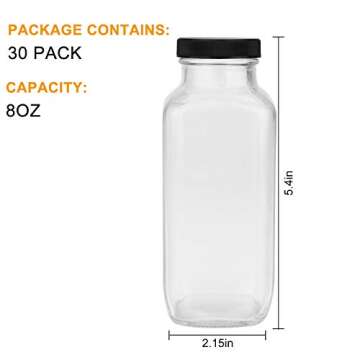 8 oz Glass Bottles,Reusable Glass Water Bottles With Airtight Lids,Vintage Drinking Bottles for Smoo...