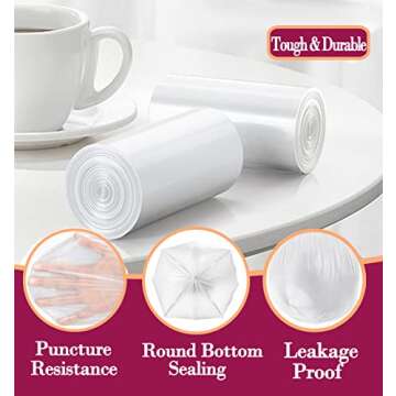 4 Gallon 180pcs Small Clear Trash Bags Strong Clear Garbage Bags, Bathroom Trash Can Bin Liners, Plastic Bags for Office, Waste Basket Liner, Fit 12-15 Liter, 3.5,4,4.5 Gal（Clear 180）
