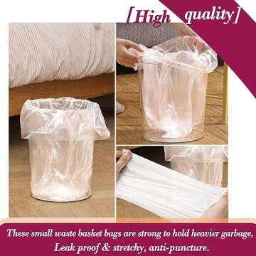4 Gallon 180pcs Small Clear Trash Bags Strong Clear Garbage Bags, Bathroom Trash Can Bin Liners, Plastic Bags for Office, Waste Basket Liner, Fit 12-15 Liter, 3.5,4,4.5 Gal（Clear 180）