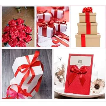KSRIGHT Double Faced Red Satin Ribbon for All Occasions