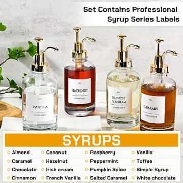 YYC Glass Coffee Syrup Dispenser Set with Pumps & Labels